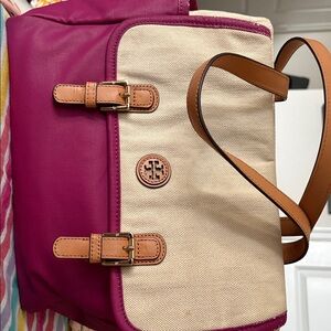 Tory Burch Fuchsia and Beige Bag